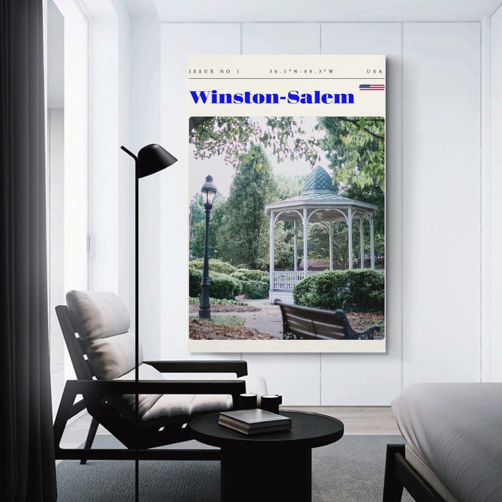 Junmoney Canvas Wall Picture Winston-Salem North Carolina Travel Art, 20x30inch(50x75cm), for Calm Bedrooms, Home Corners Or Flats, Decorative Wall Art for Cosy Rooms