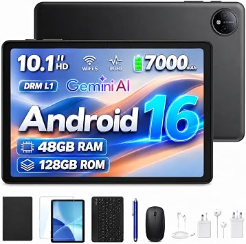 P10 10 Inch Tablet, 48GB RAM+128GB ROM/2TB TF,Android tablet 10 inch,Gemini AI, 90Hz Display, 7000mAh/ 5W OTG/ 5G WiFi/Face ID/OTG/GPS/ 3.5mm Jack/Widevine L1,With tablet pen