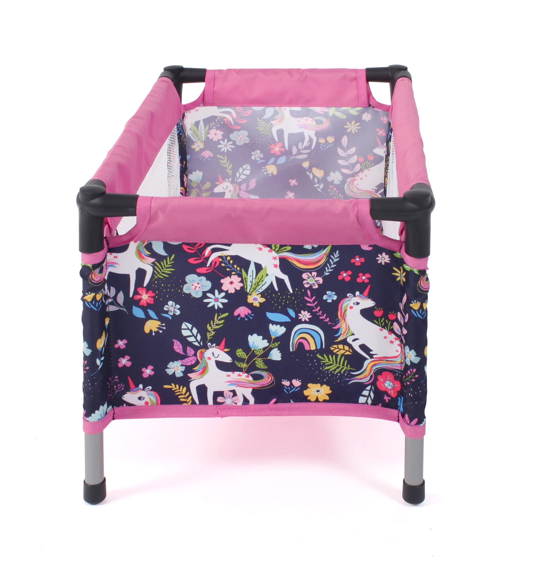 Bayer Chic 2000 652-43 Lit de Voyage pour poupée bébé Licorne Bleu Marine Rose 50 cm