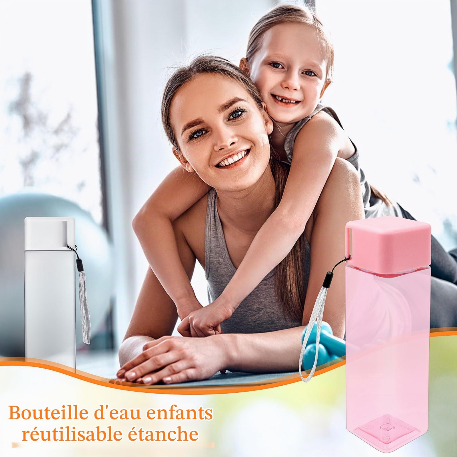 Lot de 20 Plastique Gourdes d’Eau 500ml pour Enfants – Bouteilles de Sport Réutilisables en Plastique avec Anse, Anti-Fuite, pour École, Salle de Sport, Activité Extérieure, Voyage