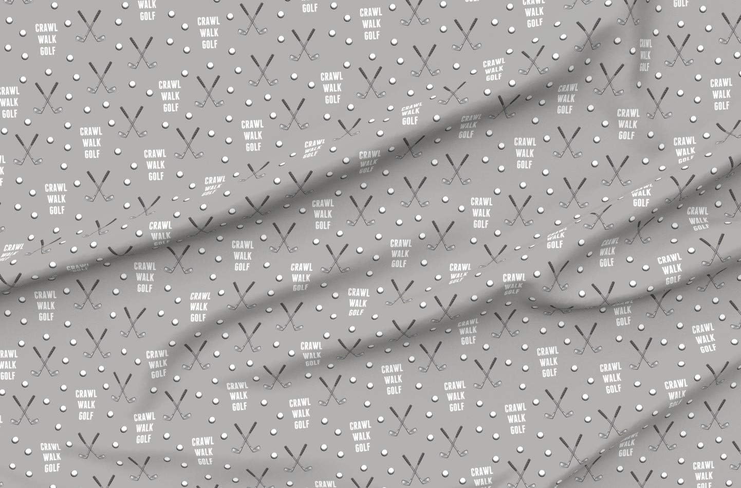 Spoonflower Fabric - Walk Golf Gray Golfing Clubs Sports Themed Printed on Organic Cotton Sateen Fabric by The Yard - Sewing Quilting Apparel Home Decor