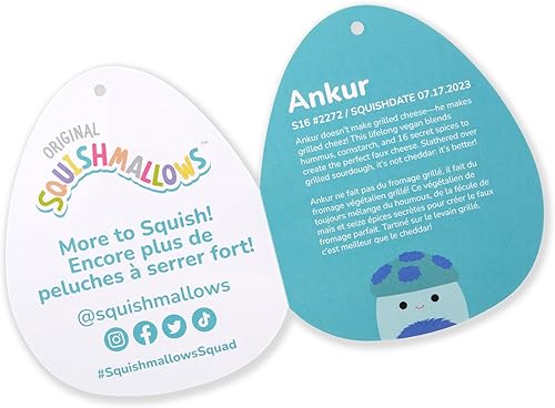 Miniatura 6 de Squishmallows Seta Ankur verde azulado original de 16 pulgadas con manchas azules difusas y vientre - Peluche grande oficial de Jazwares