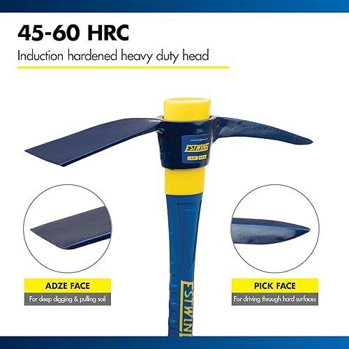 Miniatura 3 de Estwing Mattock de 2.5 libras, mango de fibra de vidrio de 36 pulgadas, ideal para azadas en cuartos reducidos o suelos rocosos