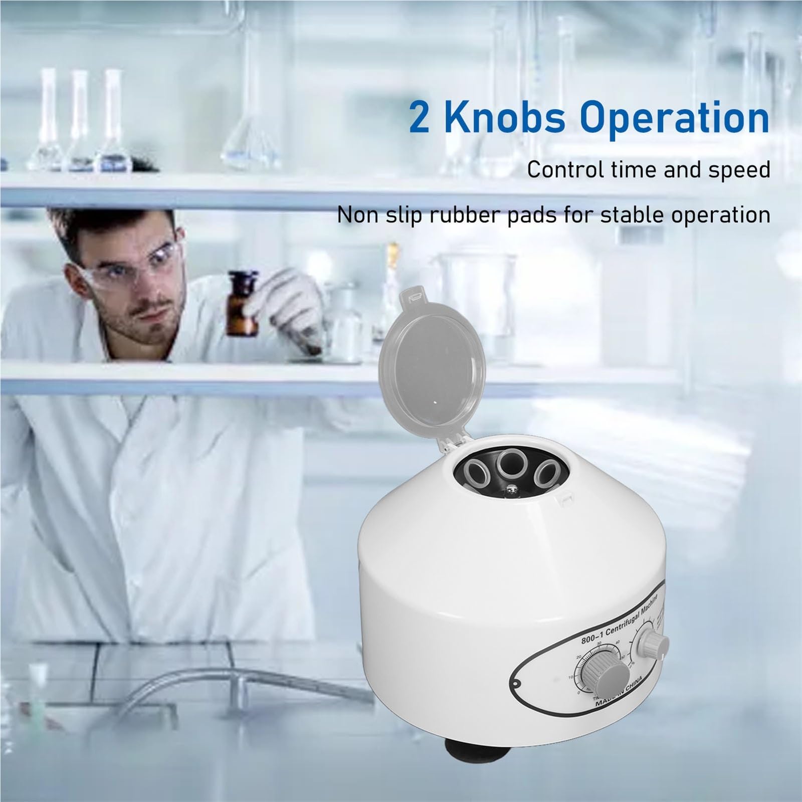 Centrífuga para laboratorios, Centrífuga de sobremesa laboratorio xg eléctrica con temporizador y control velocidad, 12 ml x 6 tubos escuelas e investigaciones científicas