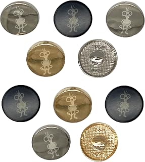Weird Creepy Bug Eyed Bird Chicken 0.6" (15mm) Round Metal Shank Buttons for Sewing - Set of 10 - Black Color