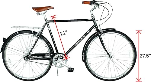 Vista 146 de Tracer Osaka - Bicicletas híbridas, marco de acero, Shimano Nexus Inter 3/7 velocidades, agarre marrón asiento marrón, bicicleta de carretera