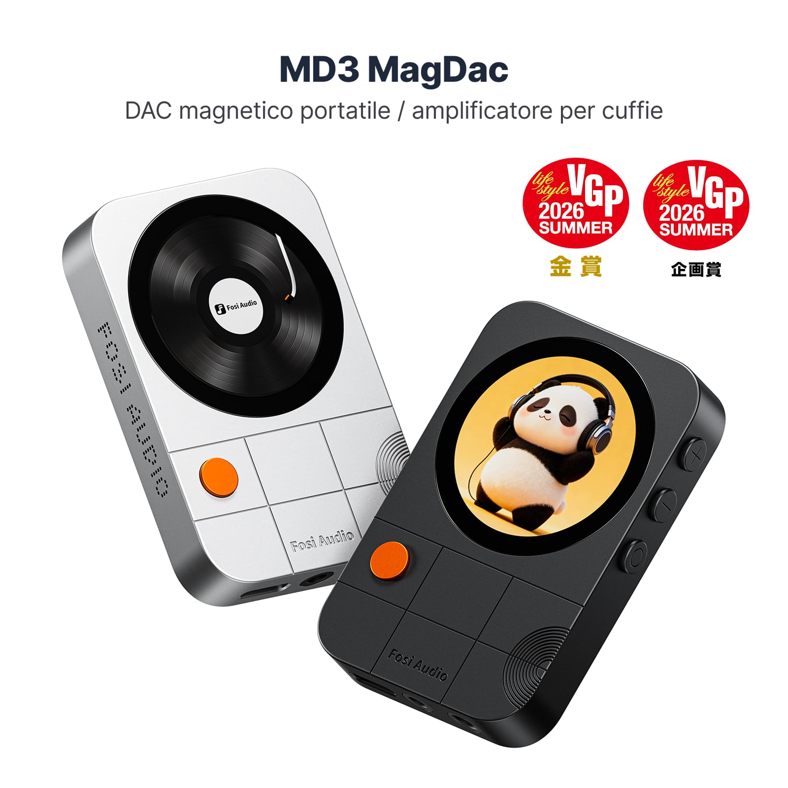 Fosi Audio MD3 DAC Audio USB Portatile, DAC Amplificatore Cuffie con Display Magnetico 1,28", Amplificatore per Cuffie ES9039Q2M, 3,5/4,4mm, PCM 32bit/384kHz DSD256 per Smartphone PC Tablet, Nero