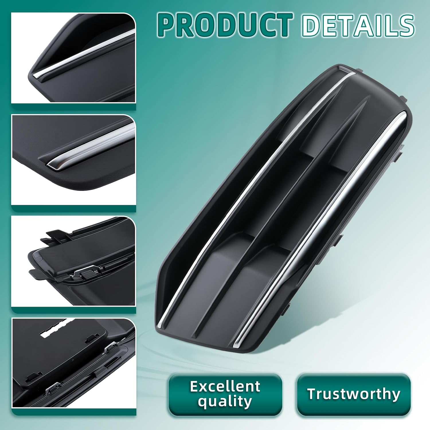 AUTOKAY Front Bumper Cover RH Passenger Side Fog Light Grille Bezel Insert for Audi Q5 2018-2020