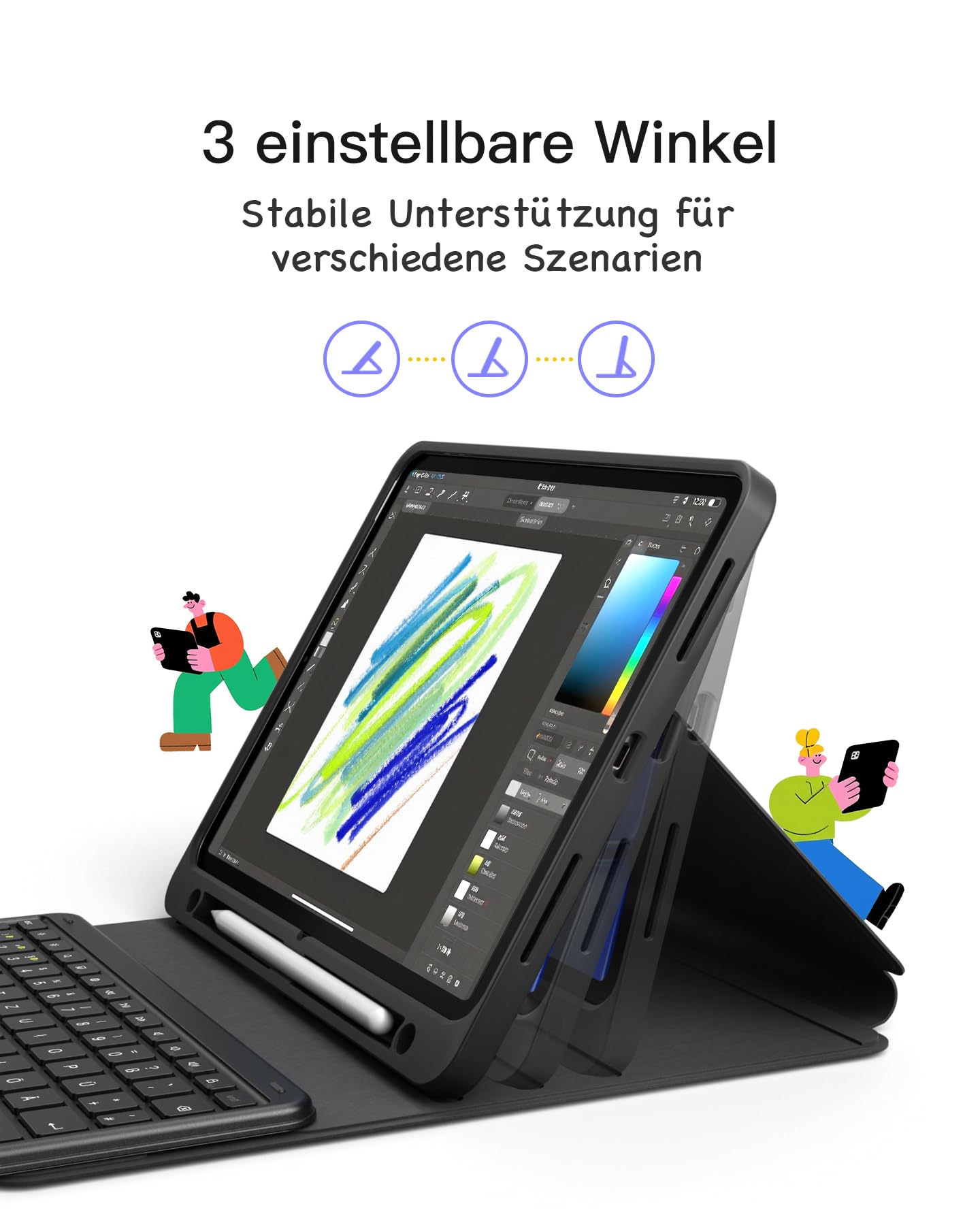 Inateck iPad 11 Hülle mit Tastatur(A16 2025), iPad 10 Gen. Hülle mit Tastatur,für iPad Air 11" M4/ M3/M2 (2026/2025/2024),Air 5/4, Pro 11,mit Touchpad und Stifthalter, Abnehmbar,QWERTZ,Classic N0001