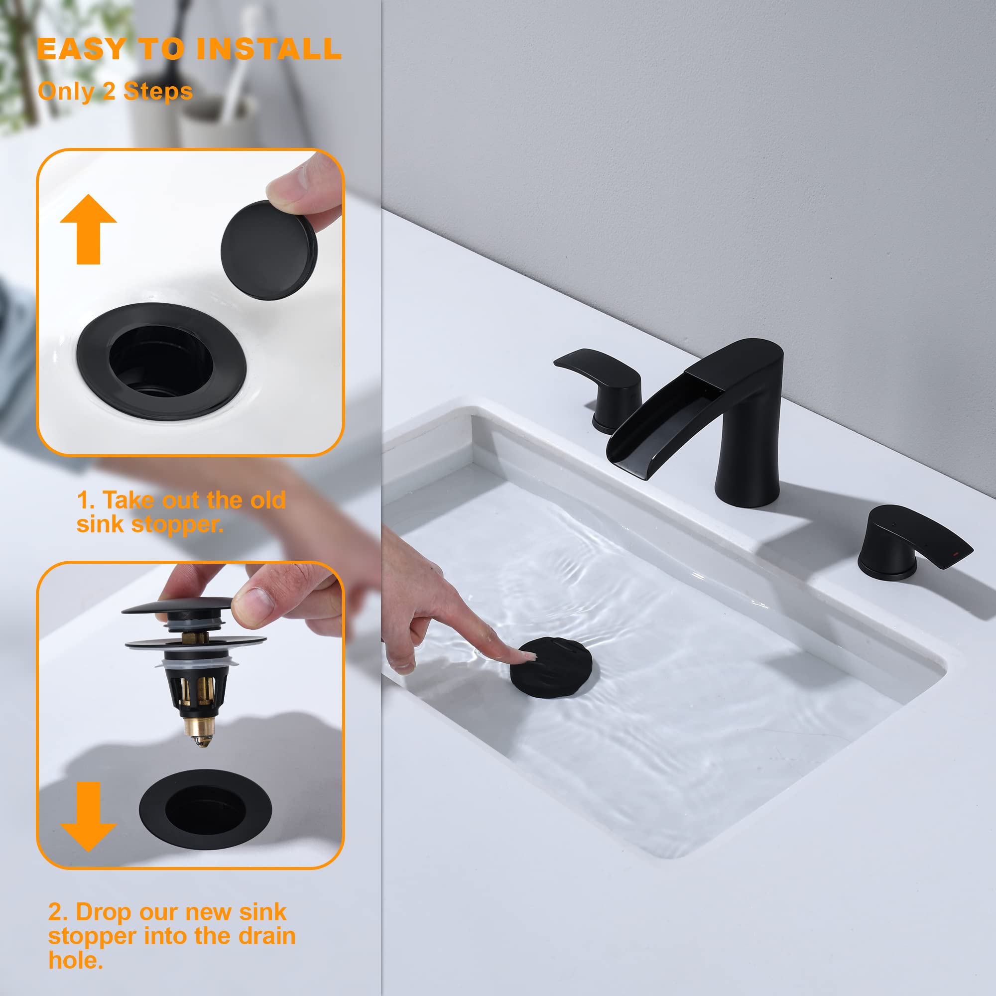 Uniwersalny korek odpływowy do zlewu łazienkowego – 1,1 ~ 3,8 cm, wyskakujący korek odpływowy, zapobiegający zatykaniu, odbijający się filtr do umywalki z łapaczem włosów, sitkiem do zlewu ze stali