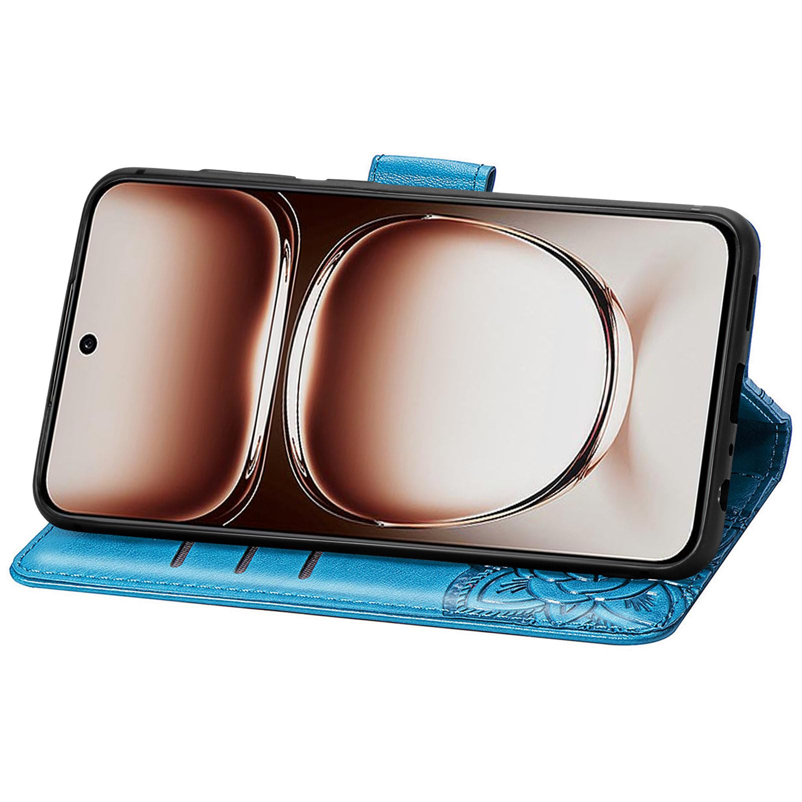 Leather Case Stands Flip Cover Holder For Oppo A78 5G Blue