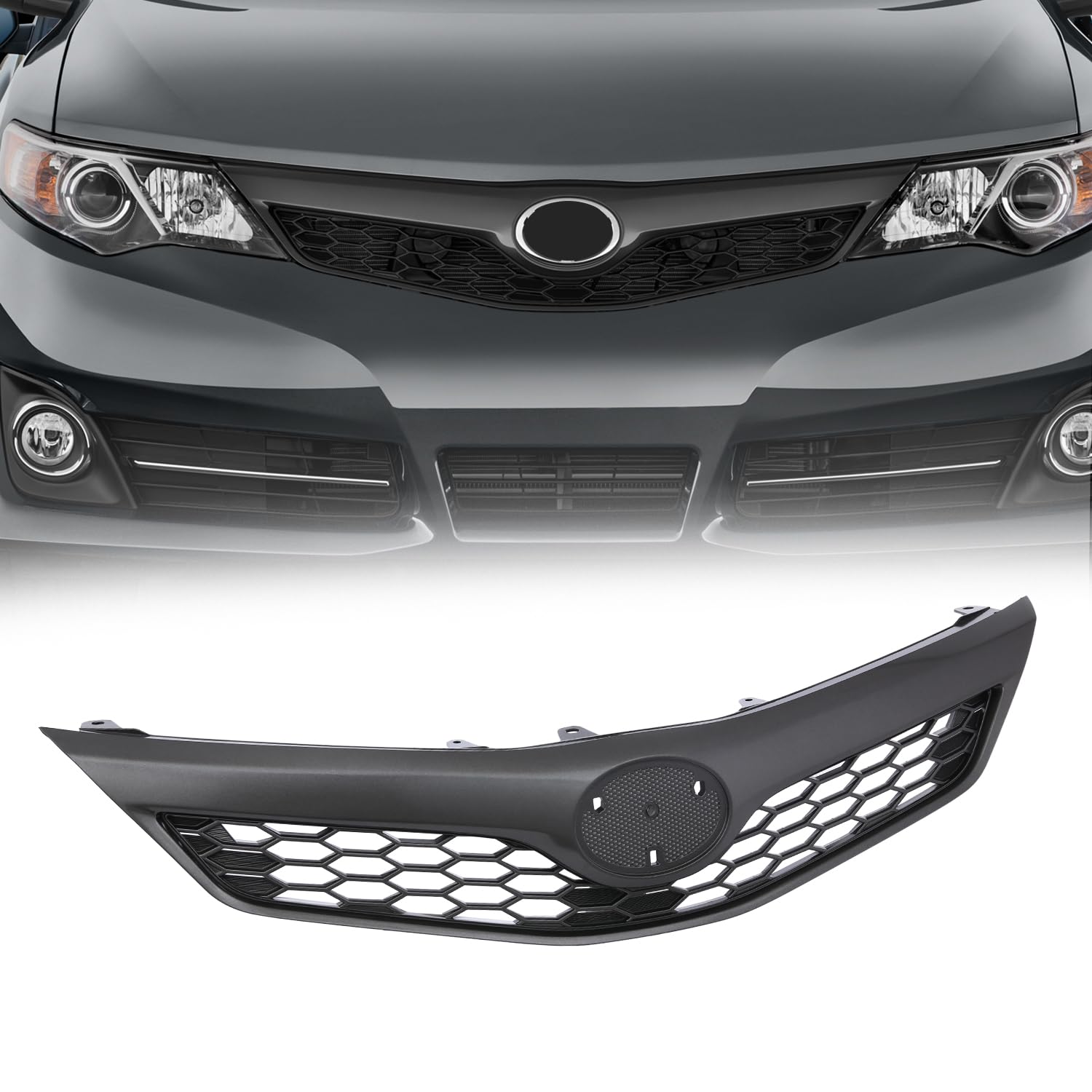 Partzer Front Upper Bumper Grille Cover Trim Grill Compatible with