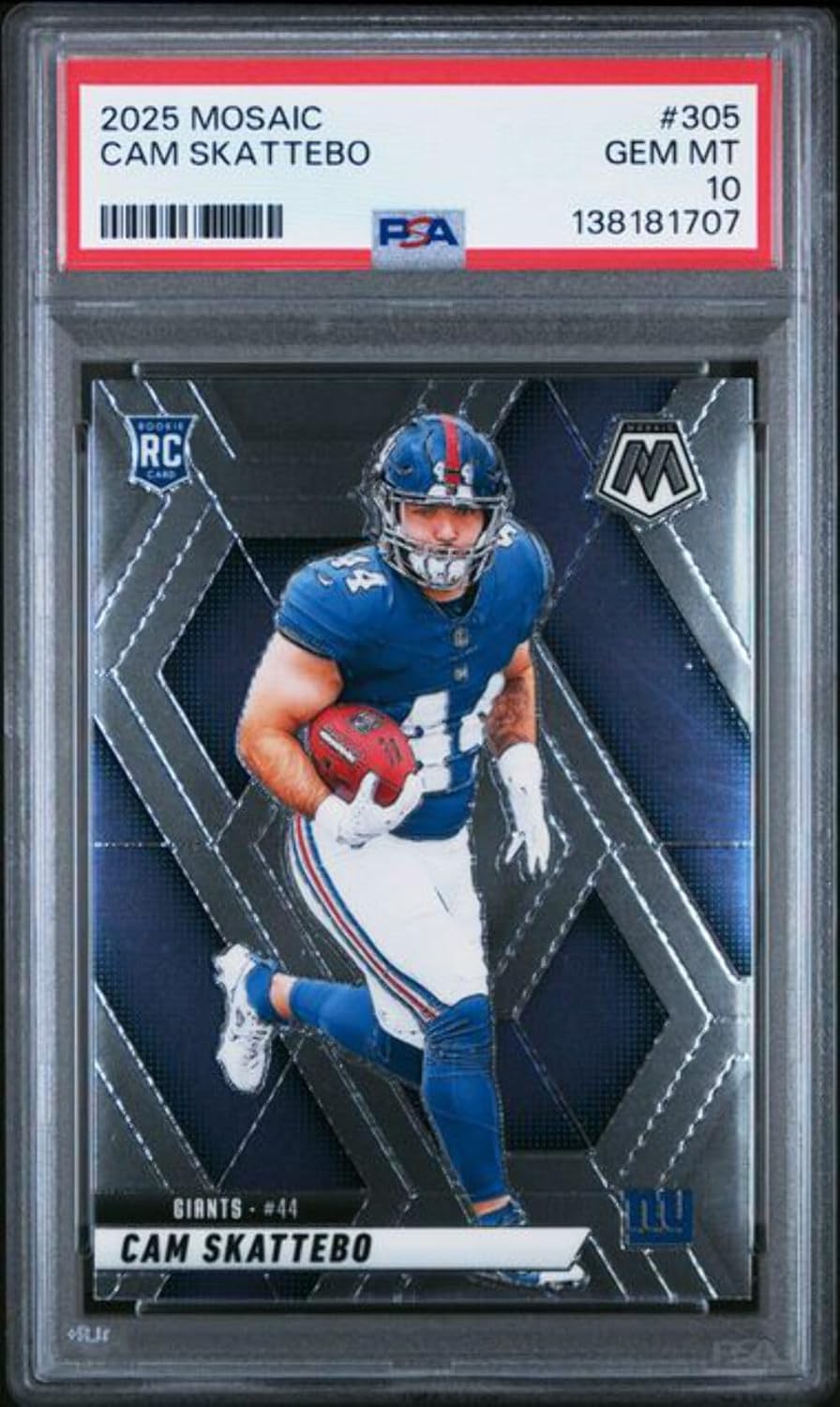 Graded 2025 Panini Mosaic Cam Skattebo #305 Rookie RC Football Card PSA 10 Gem Mint