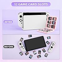 Vista 4 de RHOTALL Nintendo Switch OLED Cover, Hard Portable Travel Case for Switch Game Accessories with Purple Game Case and 2 Thumb Caps - Fish