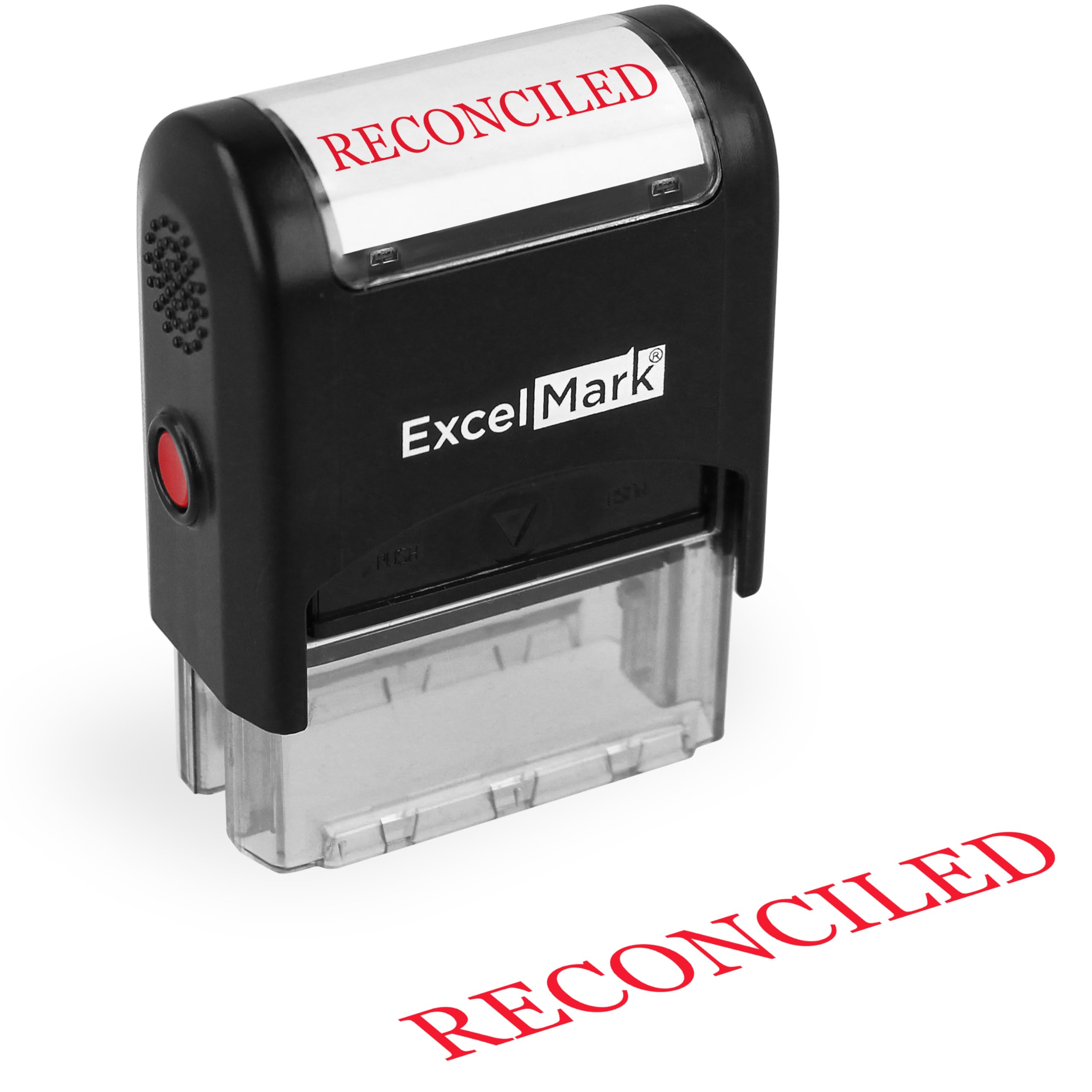 ExcelMark RECONCILED Self Inking Rubber Stamp - Red Ink (A1539)