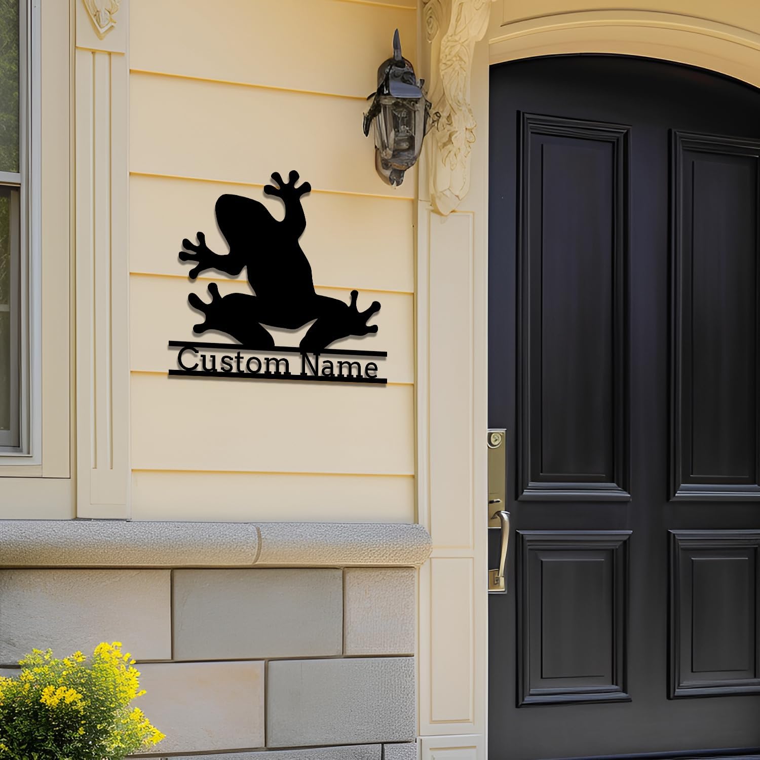 Personalized Custom Frog Metal Wall Decoration, Personalized Frog Decor, Personalized Frog Metal Sign, Custom Frog Metal Wall Art, Frog House Sign, Garden Frog Name Decor Sign, Pond Frog Yard Decor (Frog C)