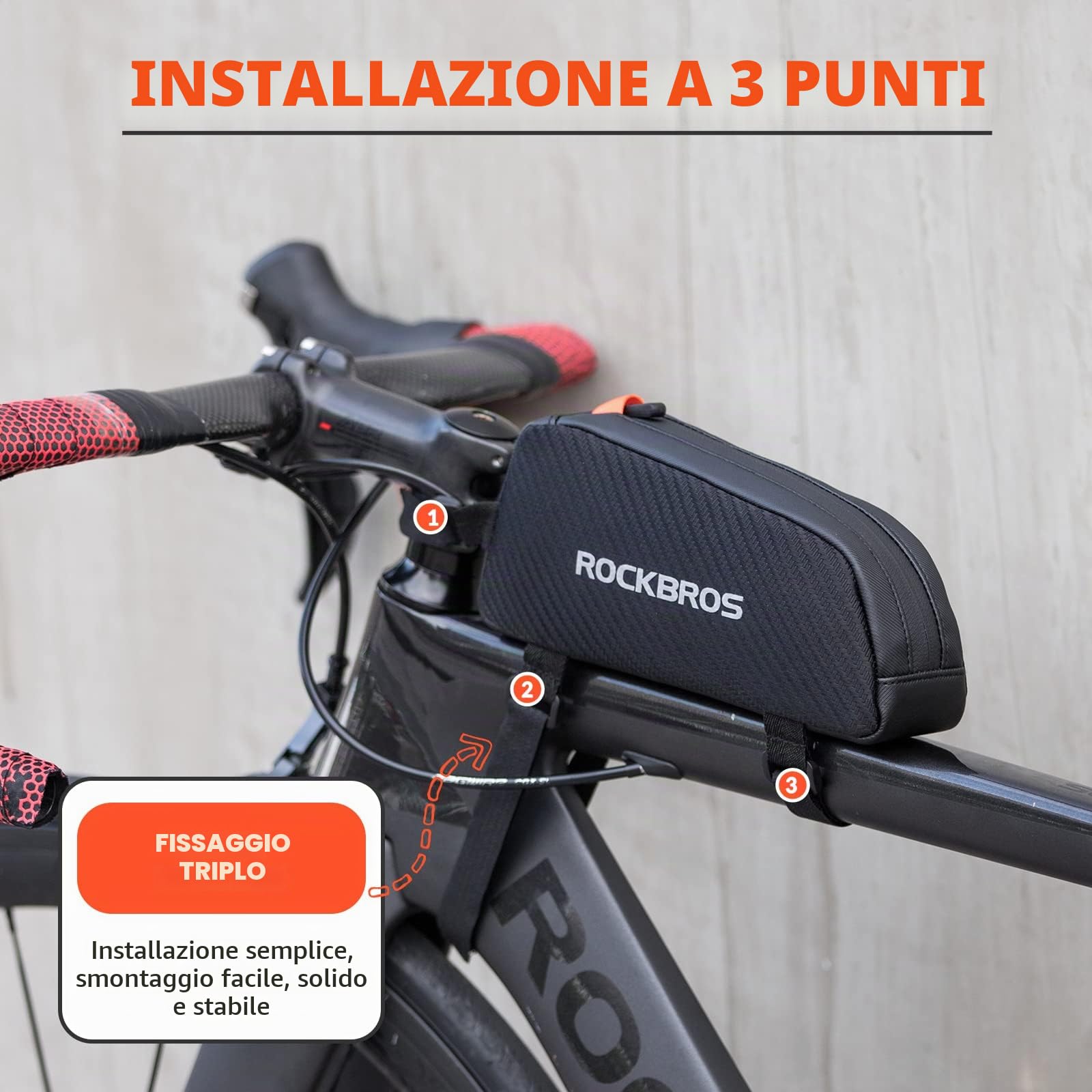 ROCKBROS Borsa Telaio Bici 1L MTB Bicicletta da Corsa Bici Elettrica