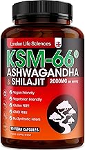 Pure Shilajit & Organic Ashwagandha KSM-66 | 2000mg High Strength Adaptogen Blend | 90 Vegan Capsules (3 Month Supply) | Rich in Fulvic Acid for Energy, Stamina & Vitality | London Life Sciences