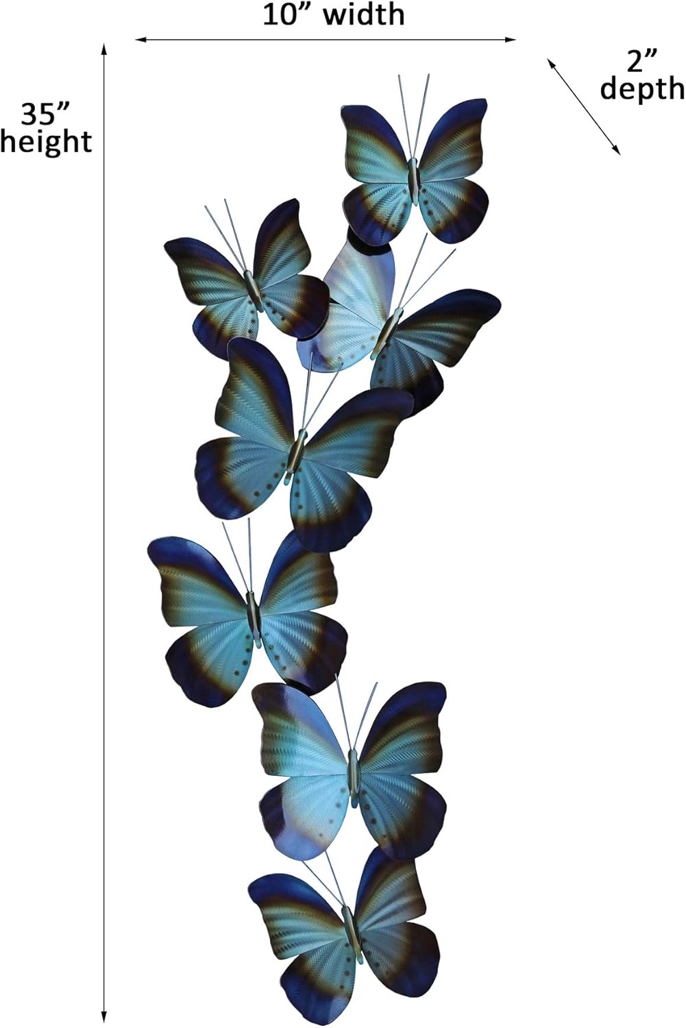 T.I. Design Blue Butterflies Contemporary Metal Wall Decor