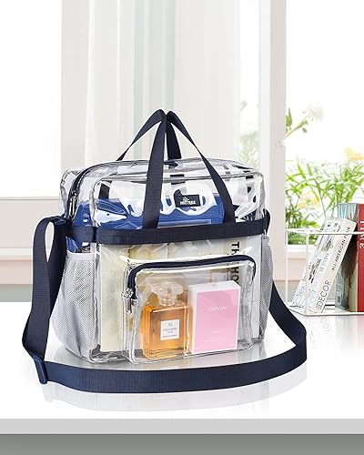 Vista 76 de MAY TREE Bolsa transparente para eventos en estadios de 12 x 6 x 12 pulgadas, bolsa de almuerzo transparente con correas reforzadas para trabajo