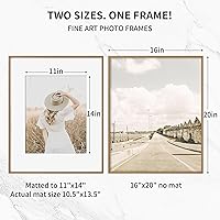 Vista 350 de Fun Memories Portarretratos de metal de 16 x 20 pulgadas con paspartú de 11 x 14 pulgadas, acabado de aluminio cepillado, parte delantera de vidrio