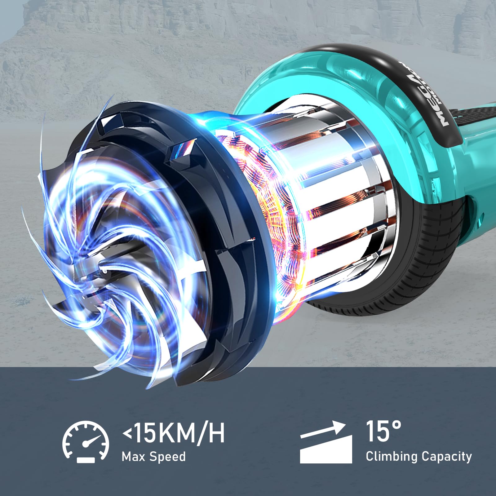 MEGA MOTION 6.5 Zoll Hoverboards mit Sitz für Kinder, Geschenk für Kinder, mit Bluetooth-Lautsprecher-leistungsstarkem Motor, mit LED-Leuchten