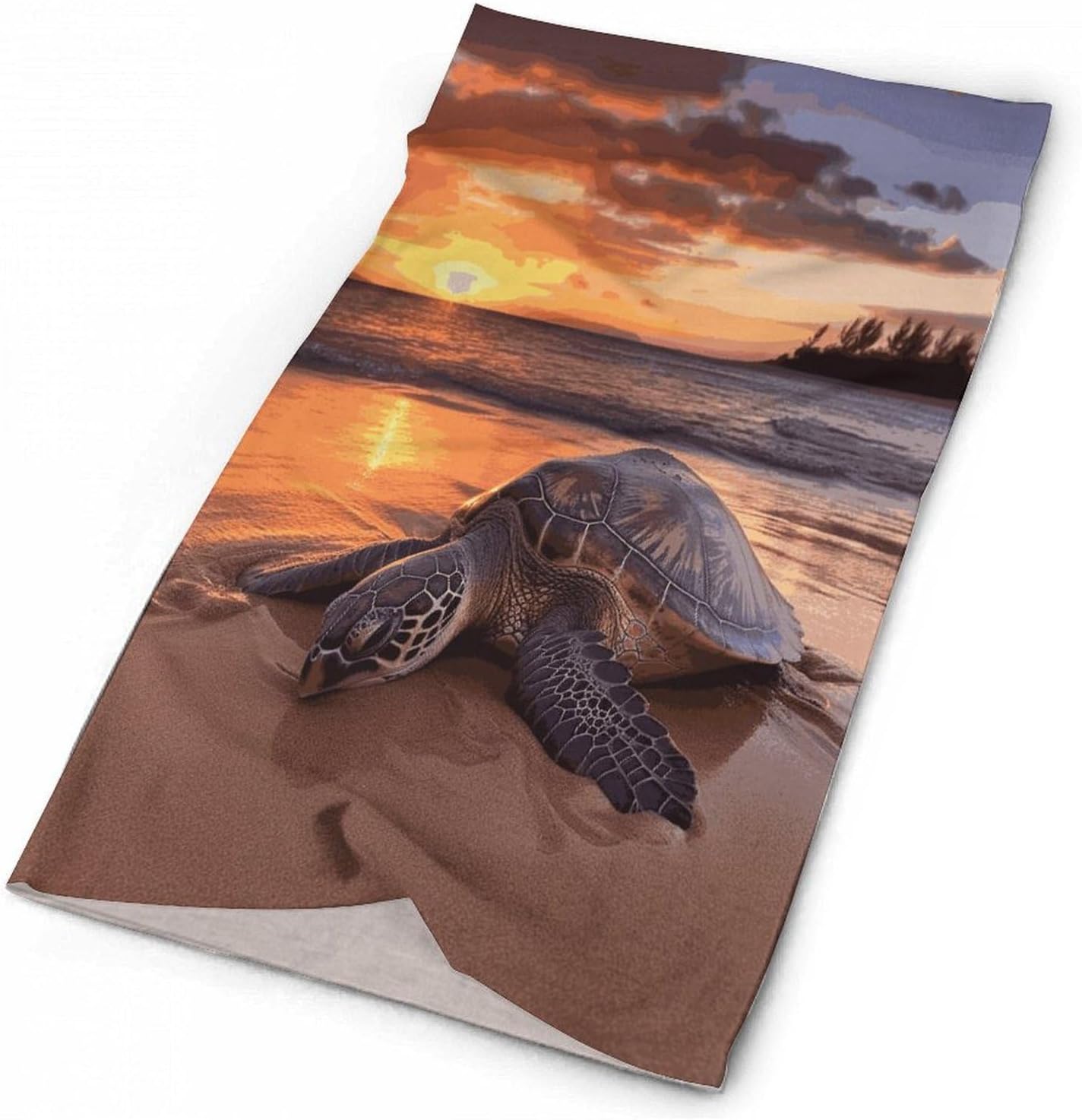 Sea Turtle Sunset Bandana Soft Neck Breathable Headband Uv Protection Neck Gaiter Reversible Scarf Gaiter Double-Sided Head Scarf Multipurpose Headwear For Outdoor Running Hiking