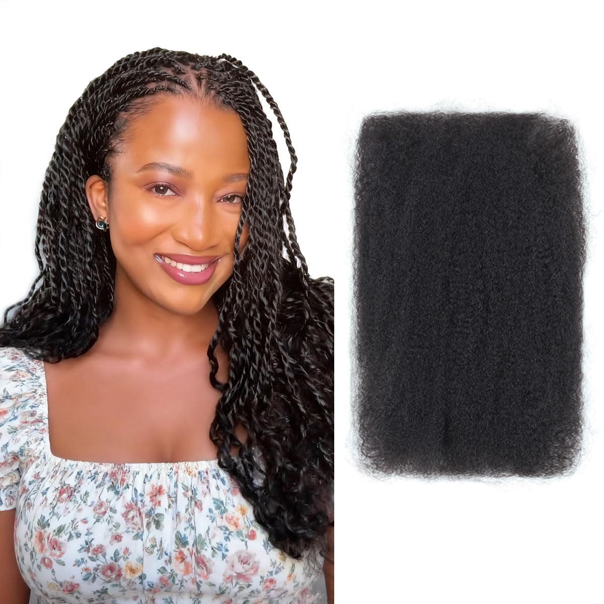 Afro Kinkys Bulk Human Hair, 16 inch 50 Gram 4c Curly Hair for Permanent Sister Locs/Mini Twists/Braids Can Dye and Bleach (#27, 16 Inch)