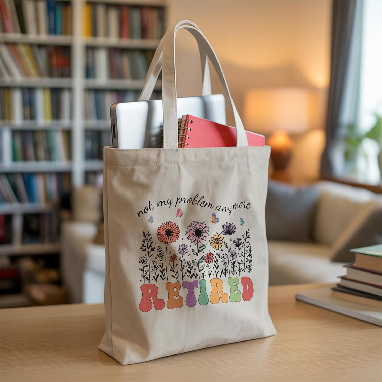 Aesthetic Canvas Tote Bag, Cute Reusable Bags for Women with Inner Pocket - Image 7