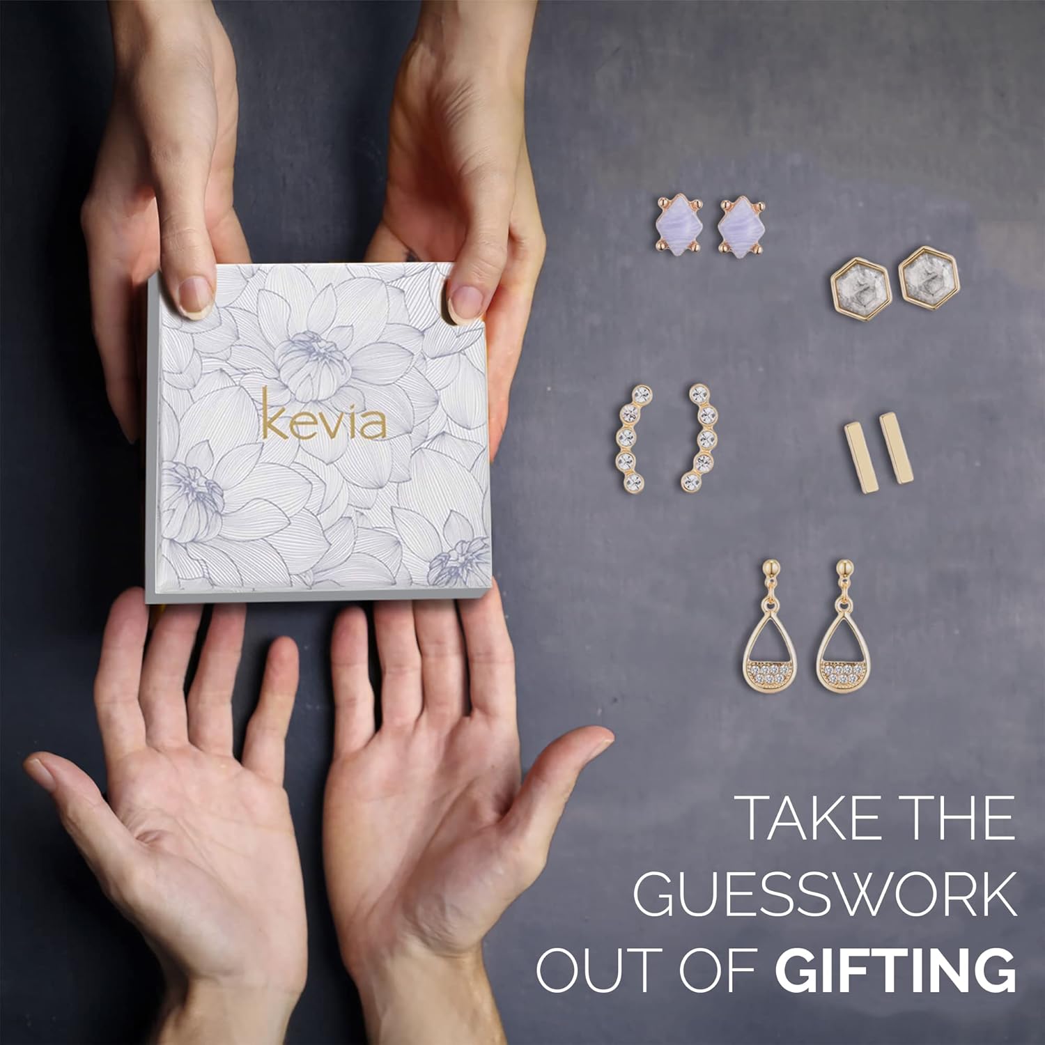 Kevia Set of 5 18K Gold & Sterling Silver Hoop Earrings for Women and Girls, Gold Hoop Earrings with Intricate Design Gold Stud Earrings for Women