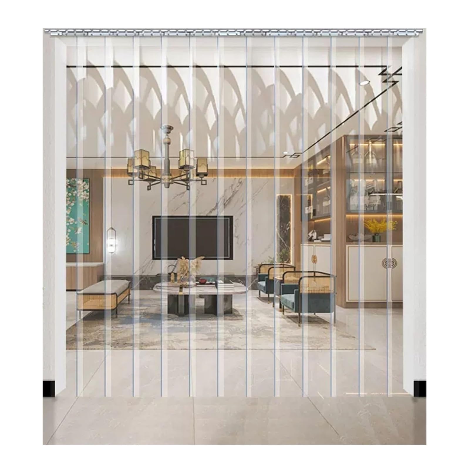 FBHappiness PVC Vinyl Strip Door Curtain，Durable Freezer Room Transparent PVC Curtain Door Strip Kit 1.2mm Versatile Solution for Industrial Commercial Spaces(180x290cm/70.87x114.17in)
