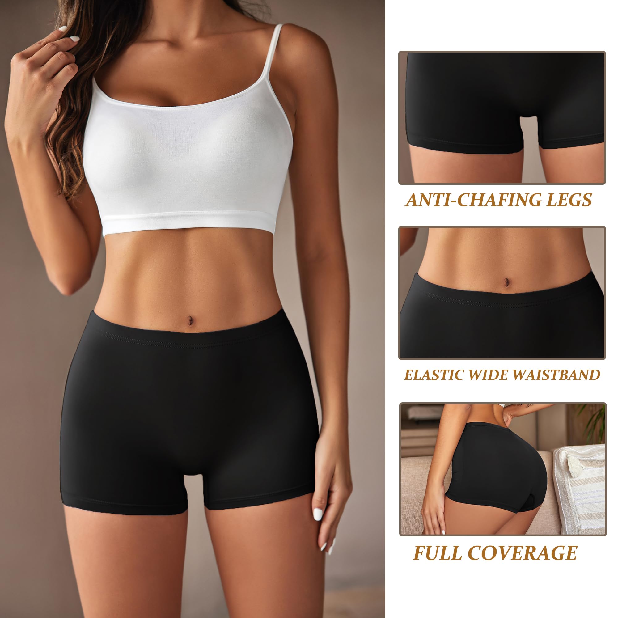 Ekouaer Boyshort Mutandine da Donna morbide Slip Invisibili, Confezione da 3 Boxer Senza Cuciture, Taglie S-XXL