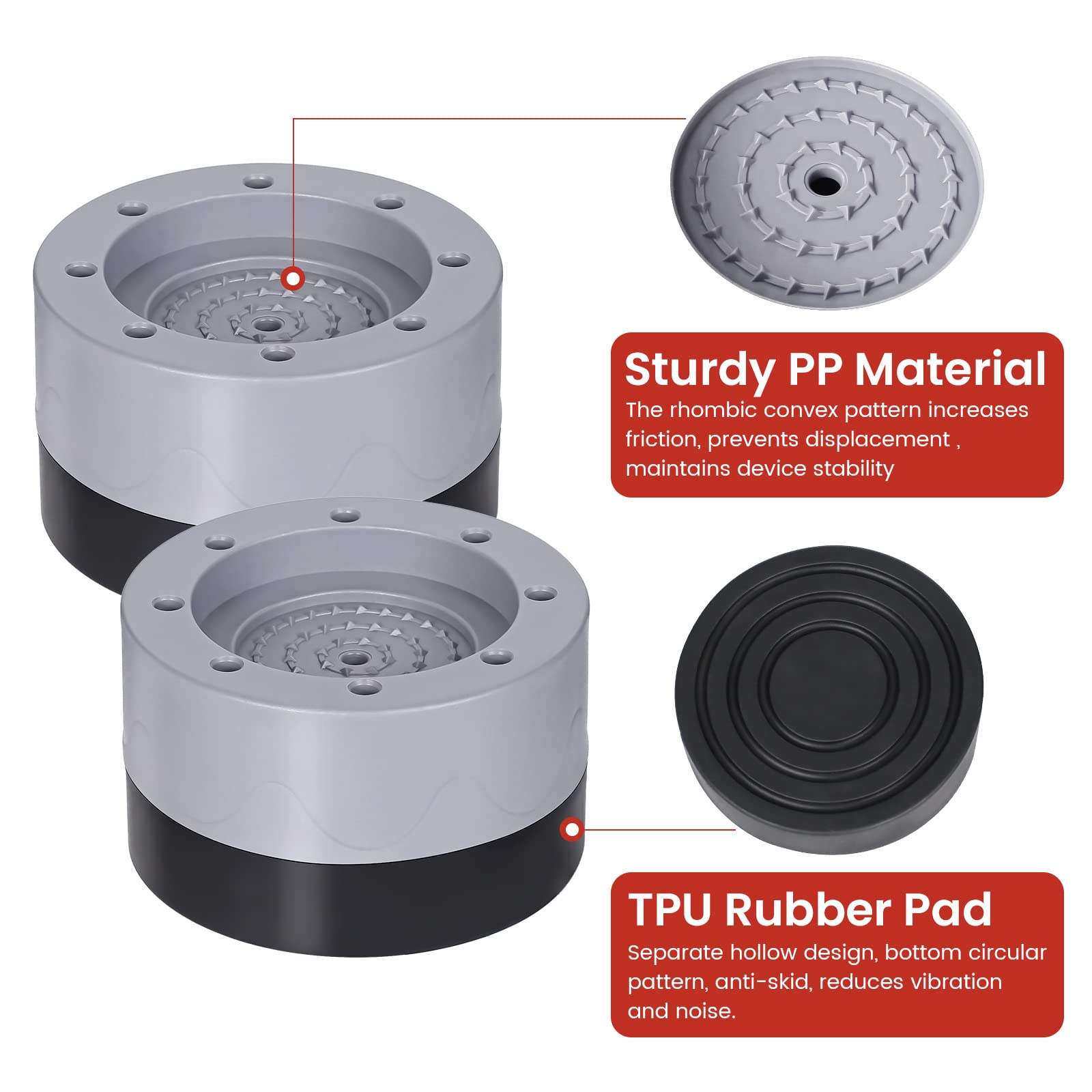 FICHNAY Waschmaschinenfüße - 4er Set Vibrationsdämpfer Gegen Laute Waschmaschinen