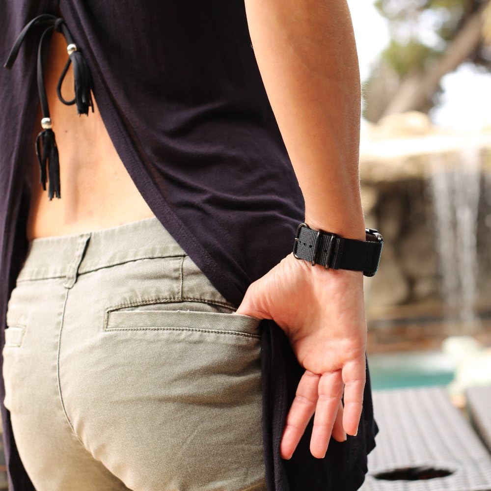 Exclusive Special Carterjett Extra Large Nylon Compatible with Apple Watch Band 44mm 42mm XL Black Replacement Military-Style iWatch Band Long Adjustable for Series 6 5 4 3 2 1 Sport (44 42 XXL Black)