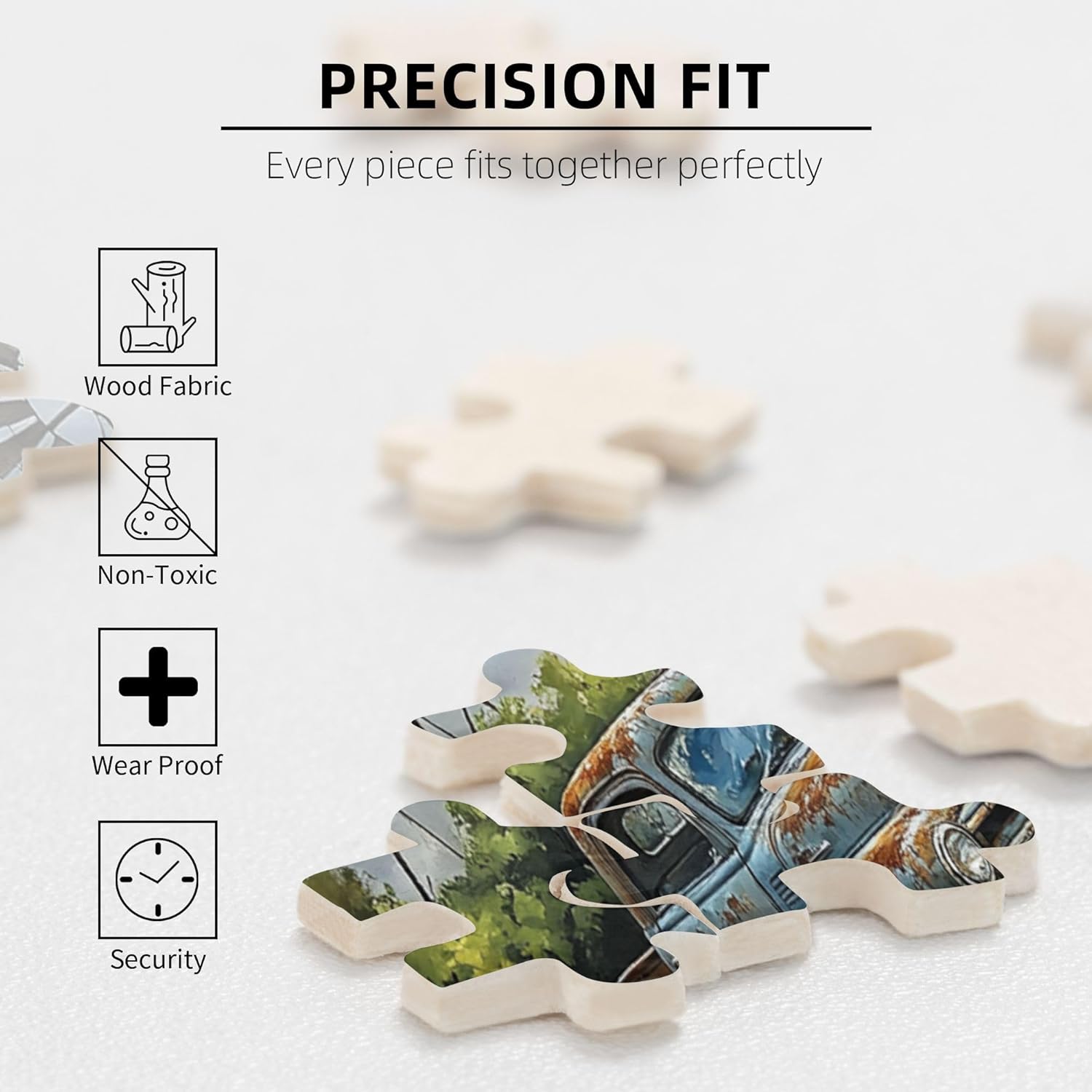 Vintage Rustic Styles Adult Wooden Puzzle, Adult Wooden Jigsaw Puzzle, Farmhouse and Old Trucks, Puzzles for Adults 1000 Pieces, Relieves Work Stress and Pleases The Mind and Body