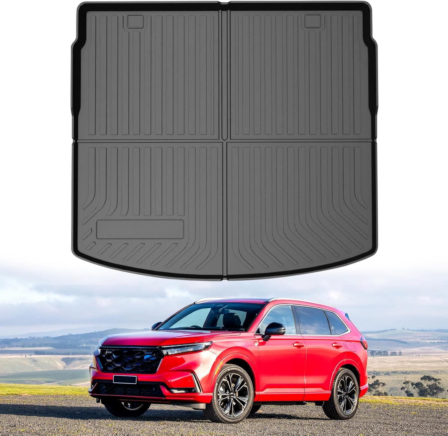 Powerty Cargo Liner for 2023 2024 2025 2026 Honda CRV Accessories (Include Hybrid), Fit Cargo Deck in Upper Position CR-V Cargo Mat, All Weather Car Rear Trunk Mat Cargo Protector (Not for Gasoline)