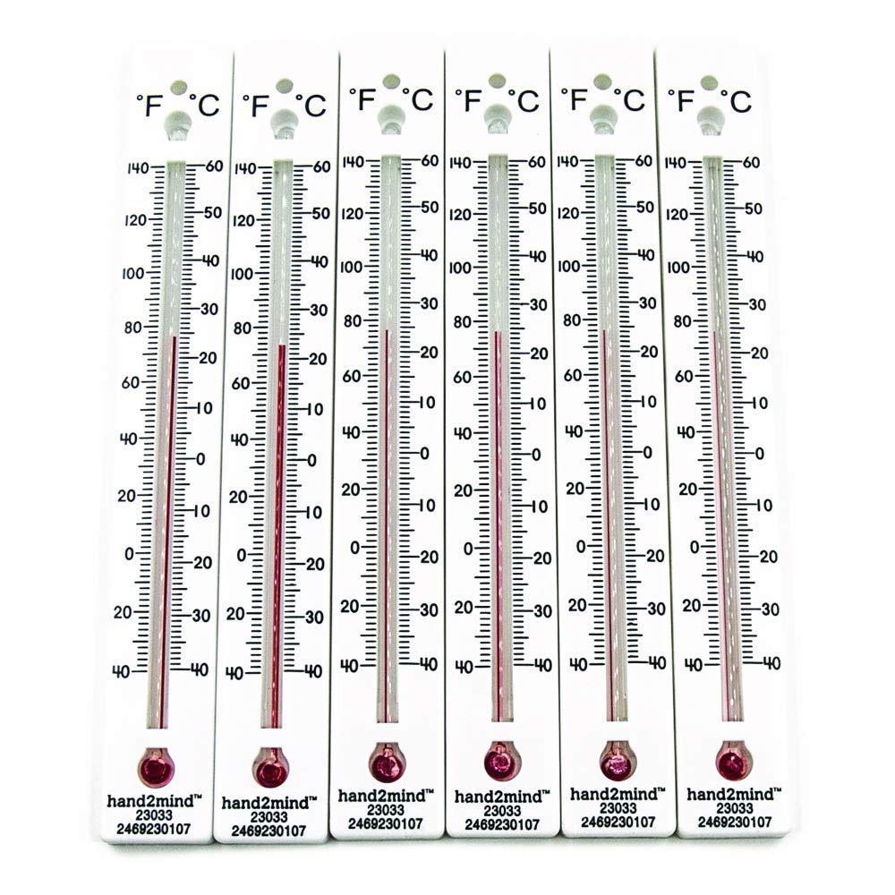 hand2mind Low-Range, Dual-Scale, Mercury-Free, Safety Thermometers for Indoor Science Use (Pack of 6)