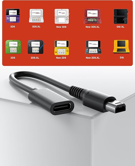 كابل شحن ثنائي الوضع من USB-C إلى سلسلة 3DS/2DS/DSi: يدعم كابل USB-A إلى C وكابل USB-C إلى C