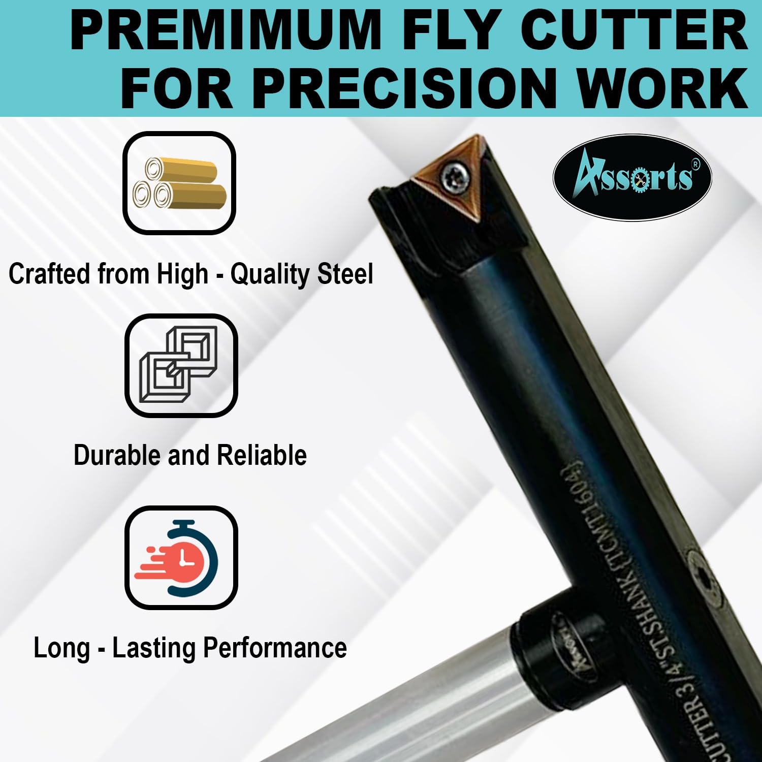 Assorts 9" Indexable Fly Cutter with 3/4" Straight Shank – TCMT 1604 Insert Compatible, Heavy-Duty Balanced Face Milling Cutter for Precision Surface Finishing