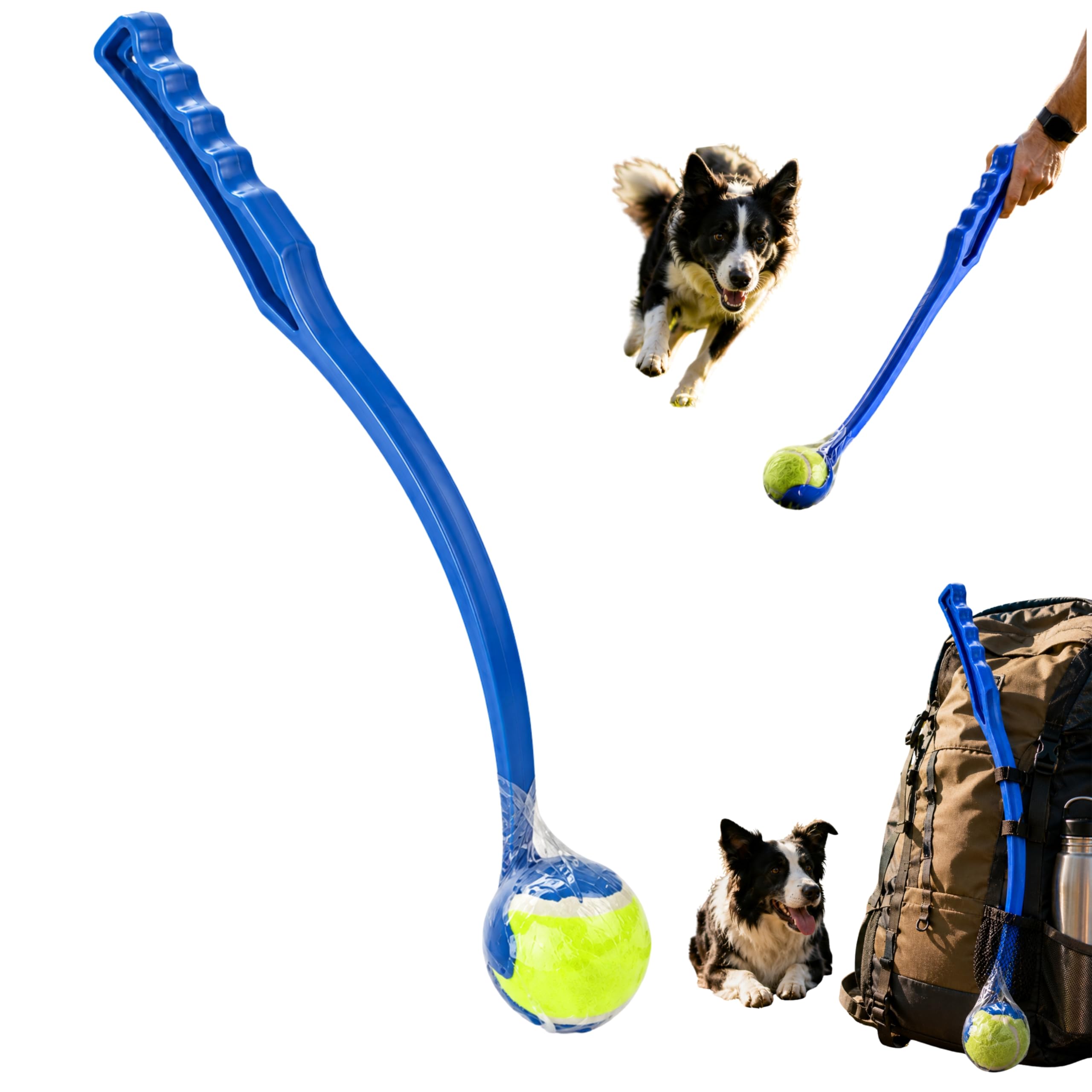 HOVUK Pet Pro Deluxe Tennis Ball Launcher for Dogs – Durable Fetch Thrower, Ball Picker & Interactive Pet Training Toy, Long Range Outdoor Dog Exercise Launcher – Blue
