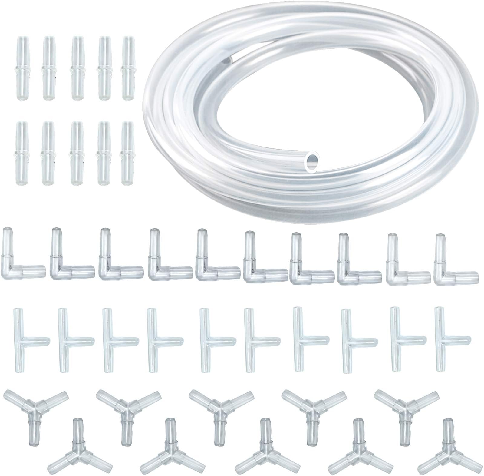 Demason Aquarium Airline Tubing Air Hose, Aquarium Airline Connectors with Type I, T, Y, and L Tube Hose Connector Plastic Tube Connectors for Fish Tank