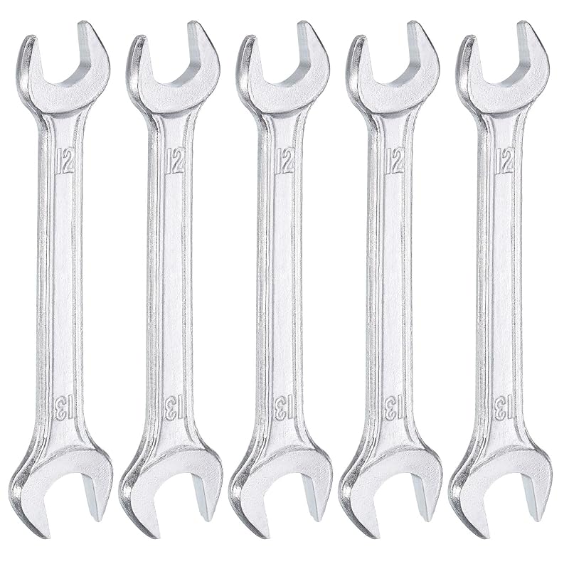 Kit de Chaves de Boca Duplas HARFINGTON 12 mm x 13 mm com Deslocamento de 15°, 125 mm, Acabamento Galvanizado, 5 peças