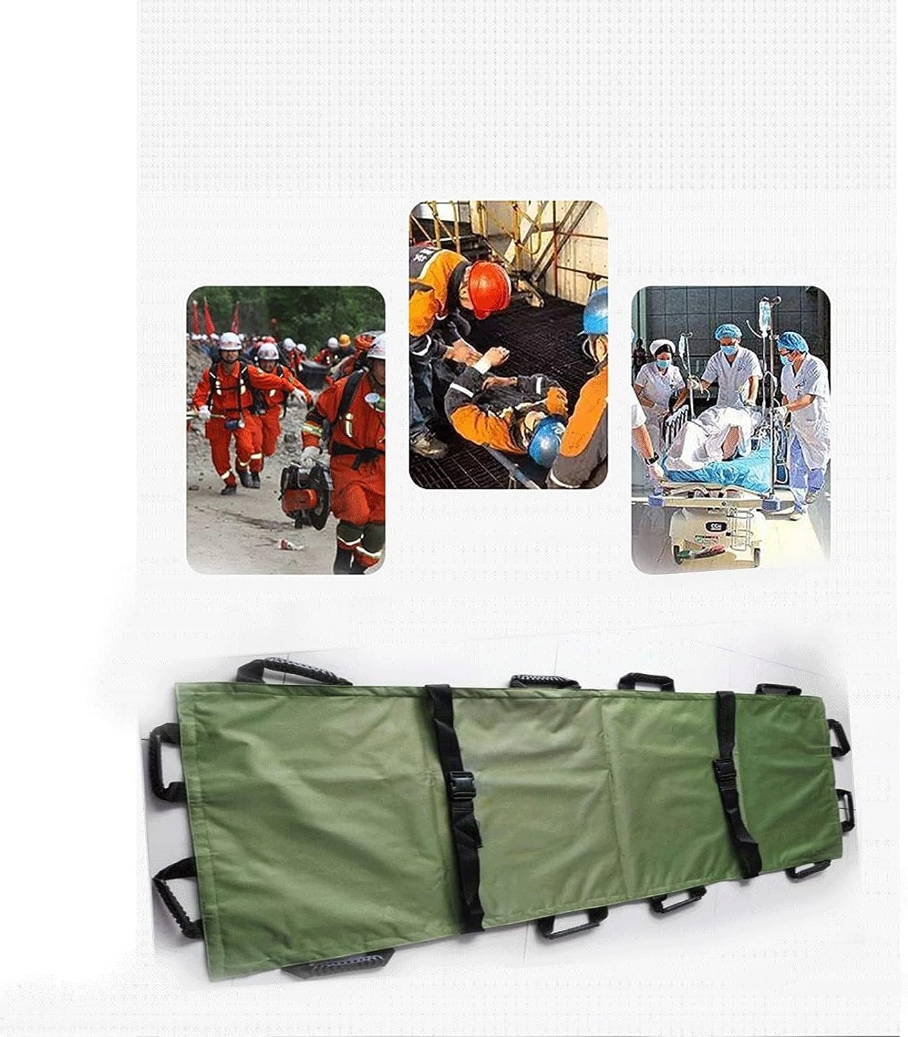 DKULMN Brancard Portable Brancard Souple Pliable, Brancard Souple Pliable Oxford, Brancard Souple avec 12 poignées Brancard Dorsal d'urgence imperméable à l'eau,A