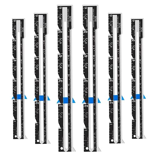 Prasacco Paquete de 6 reglas de costura de calibre deslizante de acero inoxidable, herramienta de medición de costura, regla de acolchado,