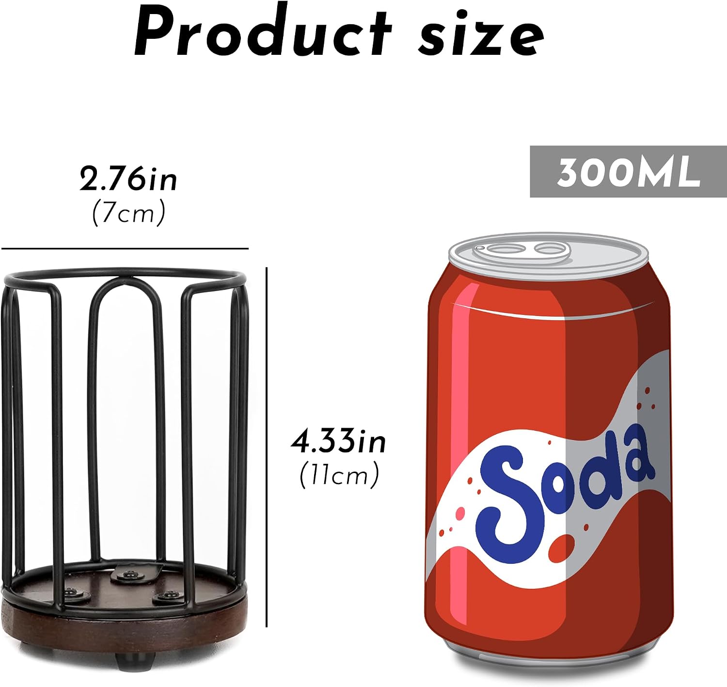 Bathroom Cup Dispenser, 3 oz Mouthwash Cup Holder, Black Metal with Wood Base, Modern Countertop Organizer for Vanity, Guest Bathroom, Coffee Pods or Cotton Rounds
