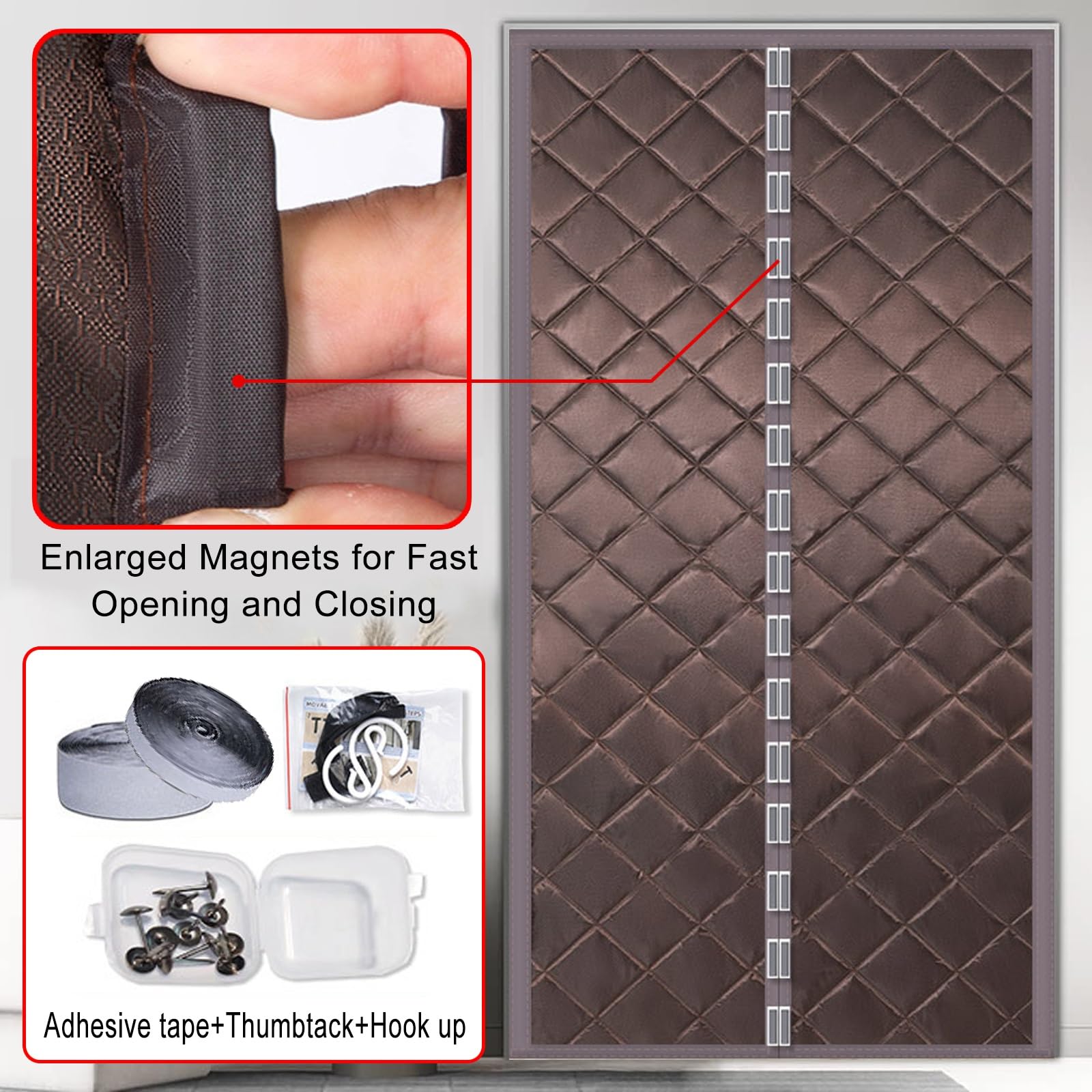 Tenda per Porta Inverno Termica 250 x 230 cm Anti Freddo, Oscuramento, Insonorizzazione Termica Isolata Tenda per Porta per Camere da Letto, Balconi e Soggiorni, D