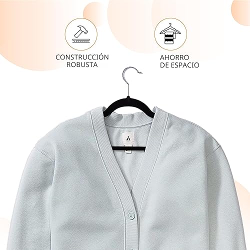 Miniatura 3 de Yaxa Basics - Ganchos finos de terciopelo antideslizantes para trajes, paquete de 30, color negro