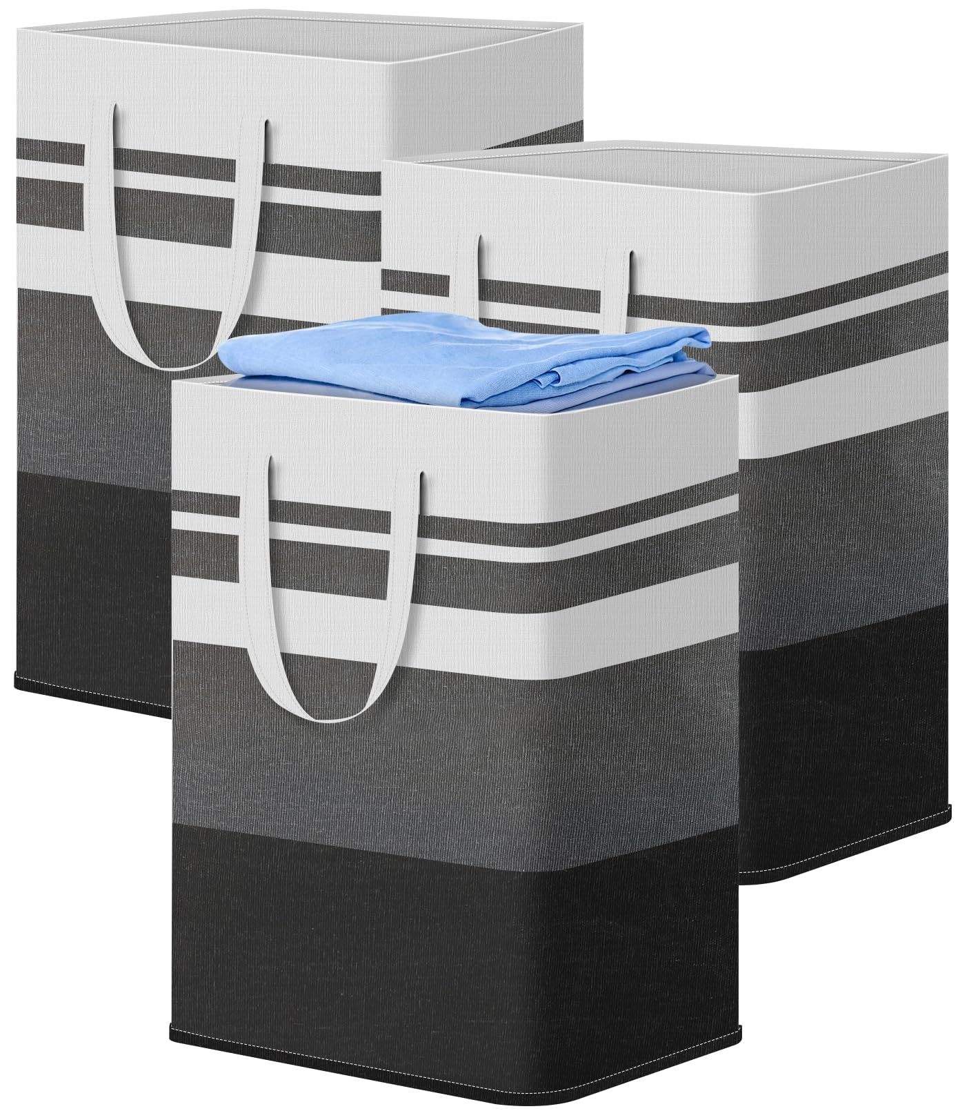 3-Pack 75L Large Laundry Basket Waterproof washing basket Freestanding Tall Laundry Hamper Collapsible Laundry Bags with Extended Handles for store and transport dirty laundry.