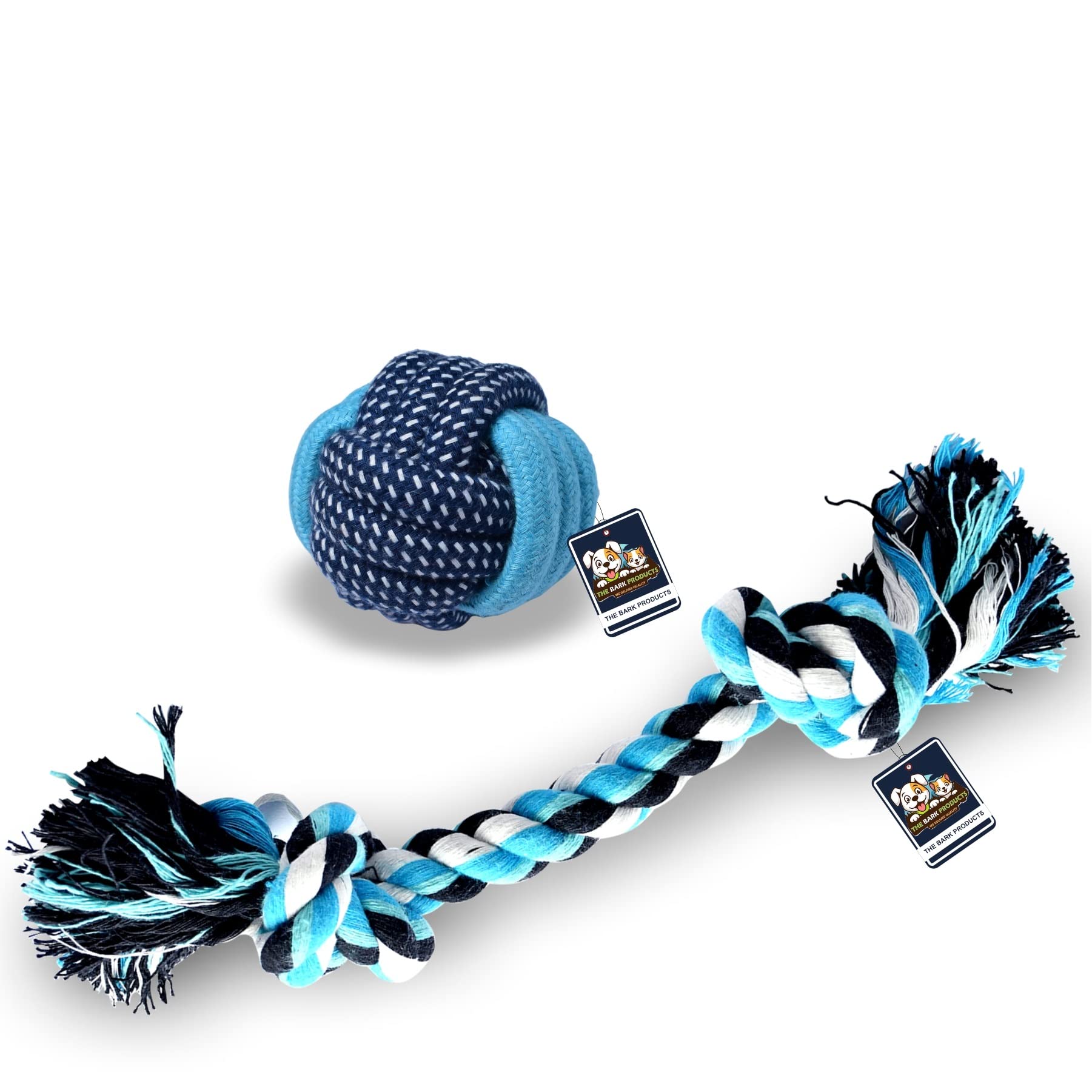 The Bark Products Set of 2 Heavy Duty Dental Dog Chew Toys (Rope Ball + 2 Knot Rope) Polyester Blend Durable Exceptional Attractive Vibrant Colors (Color May Vary) (B0BJ737KWK) Amazon Price History, Amazon Price Tracker