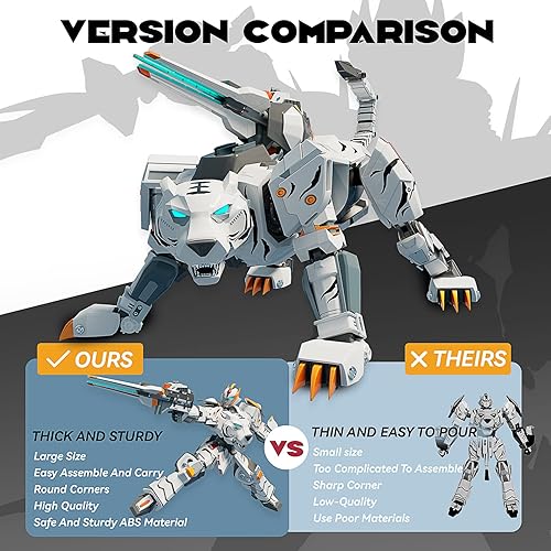 Miniatura 6 de Juguete robot transformador de animales, figura de acción de tigre para niños de 6 a 12 años (blanco)